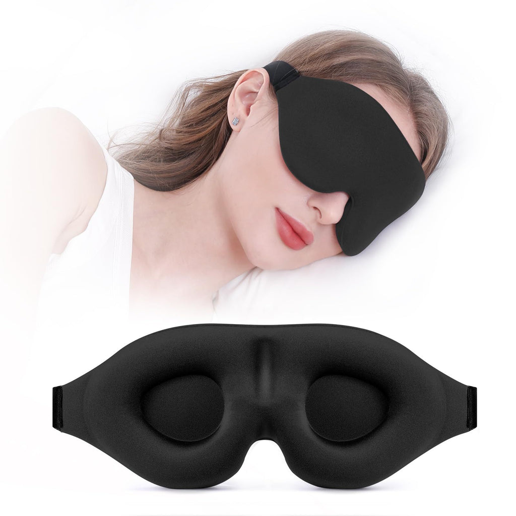 3D Contoured Sleep Eye Mask | Memory Foam Light-Blocking Eye Cover | Lightweight Pressure-Free Sleeping Mask | Total Blackout Eye Shade for Travel & Rest